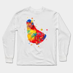 Barbados Watercolor Map Painting Long Sleeve T-Shirt